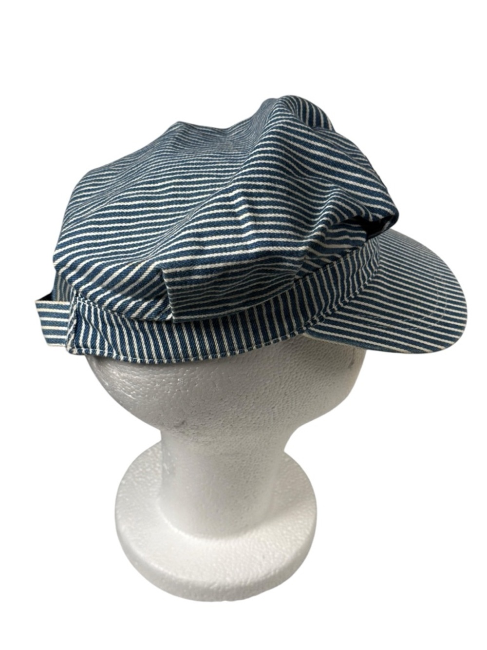 OshKosh B'Gosh Train Conductor Blue White Hickory Stripe Overalls 18M Hat 2T-4T - Picture 10 of 11